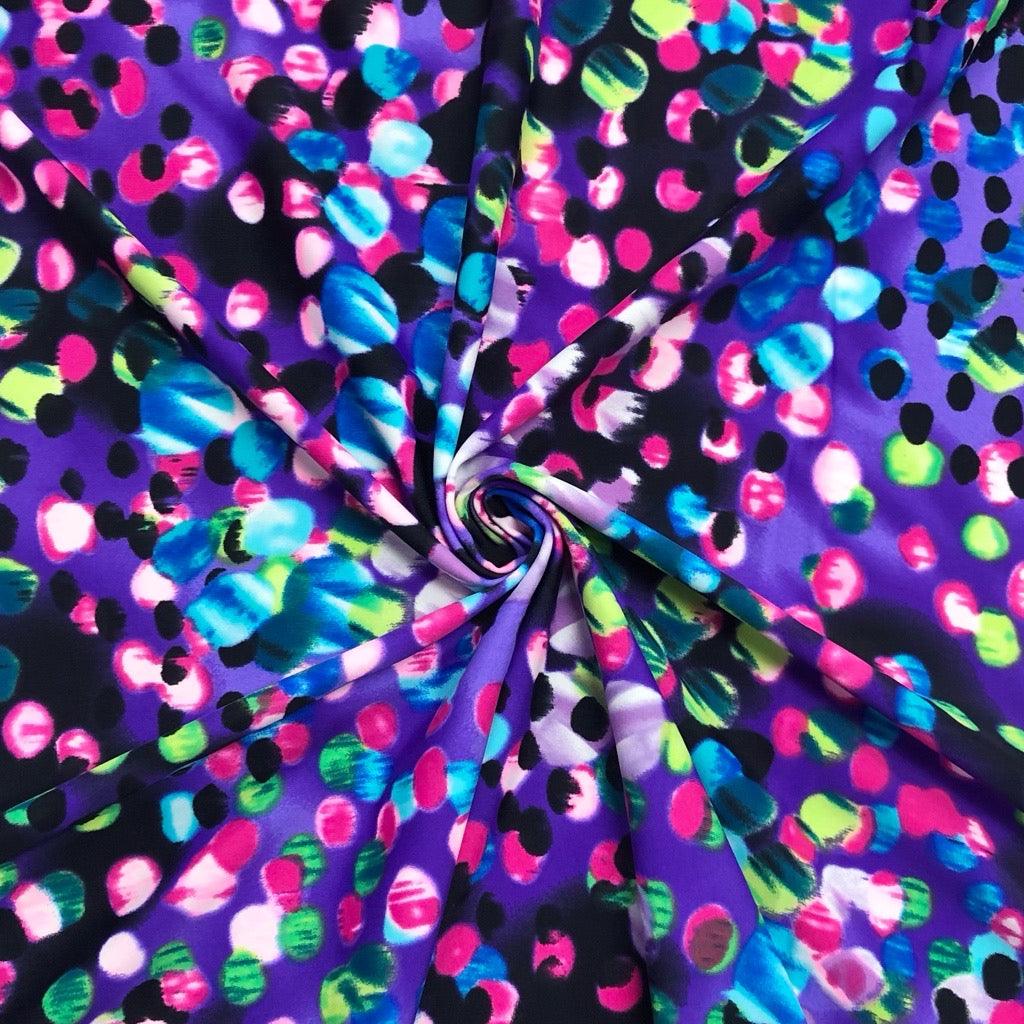Bubbles on Purple Lycra Spandex Fabric - Pound Fabrics