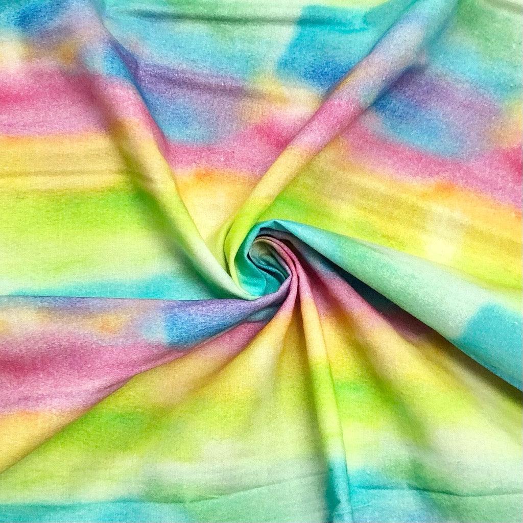 Watercolour Rainbow Cotton Fabric - Little Johnny - Pound Fabrics