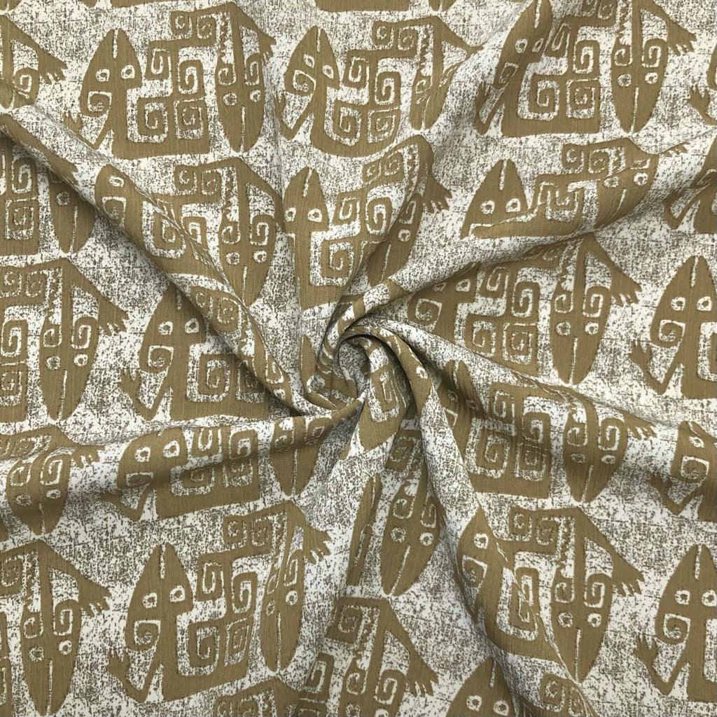 Khaki Patterns Crinkle Polyester Fabric - 3m Pre-cut - Pound Fabrics