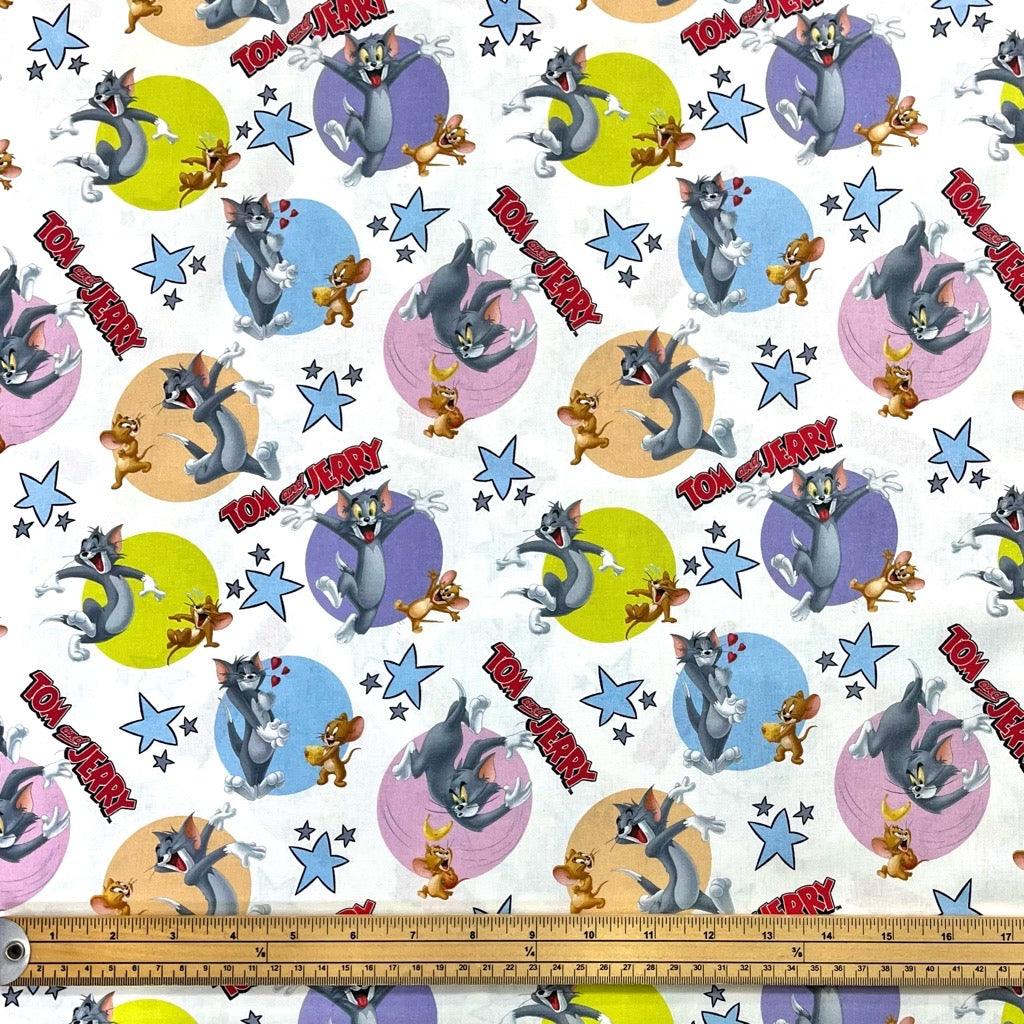 Multicoloured Tom and Jerry Cotton Fabric - Pound Fabrics