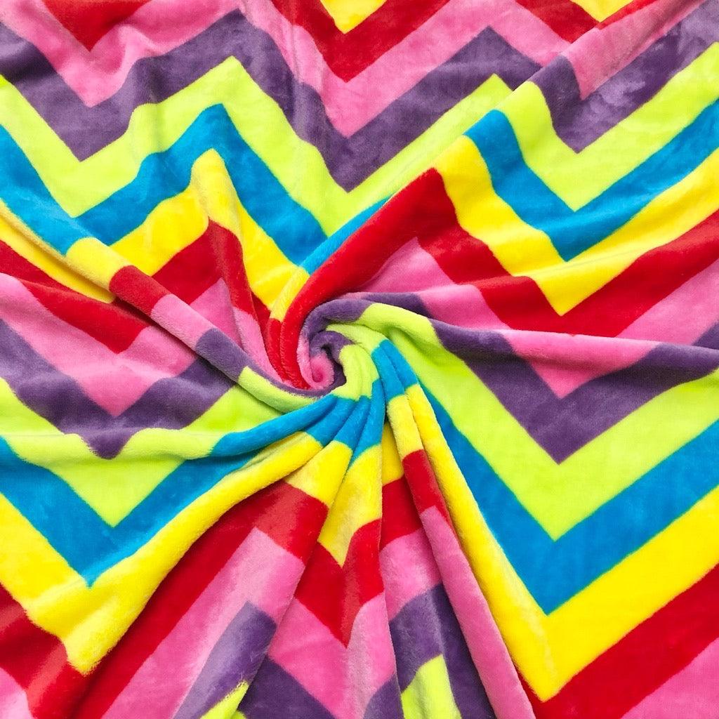 Colourful Zig Zag Cuddle Fleece Fabric - Pound Fabrics