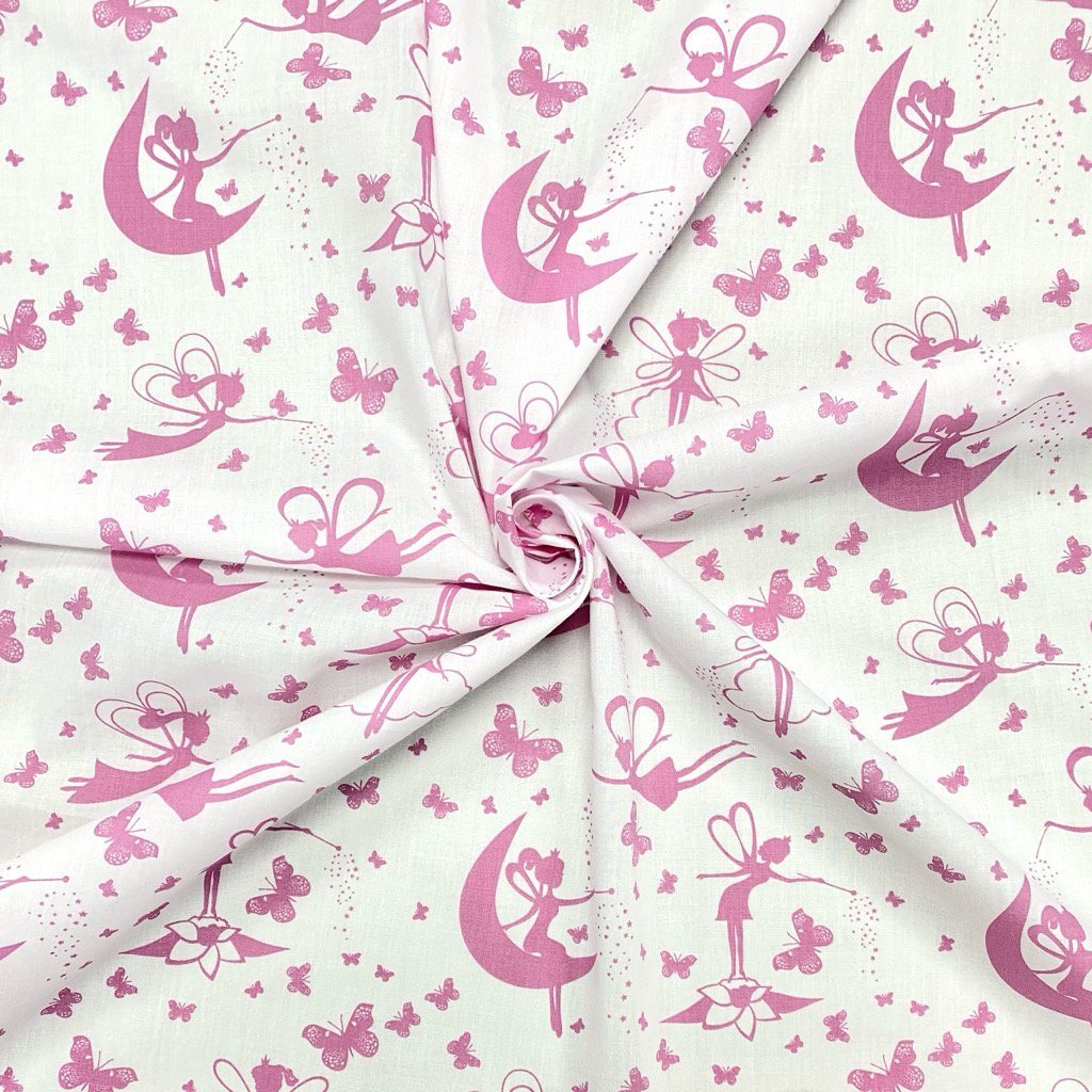 Butterflies and Fairies Polycotton Fabric (6552382668823)