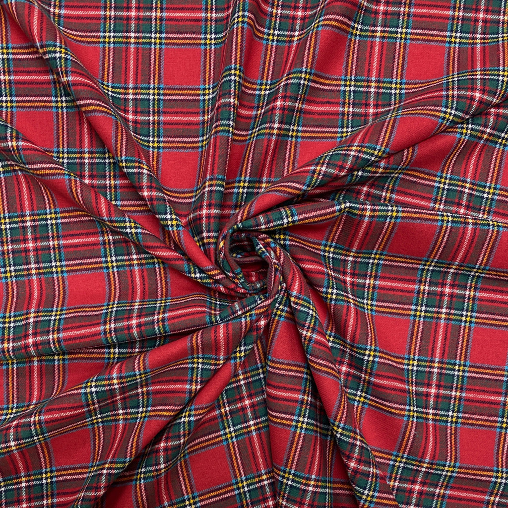 Red Tartan Brushed Cotton Fabric - Pound Fabrics