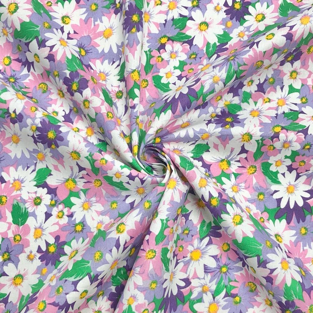 Daisies Garden Cotton Poplin Fabric - Pound Fabrics