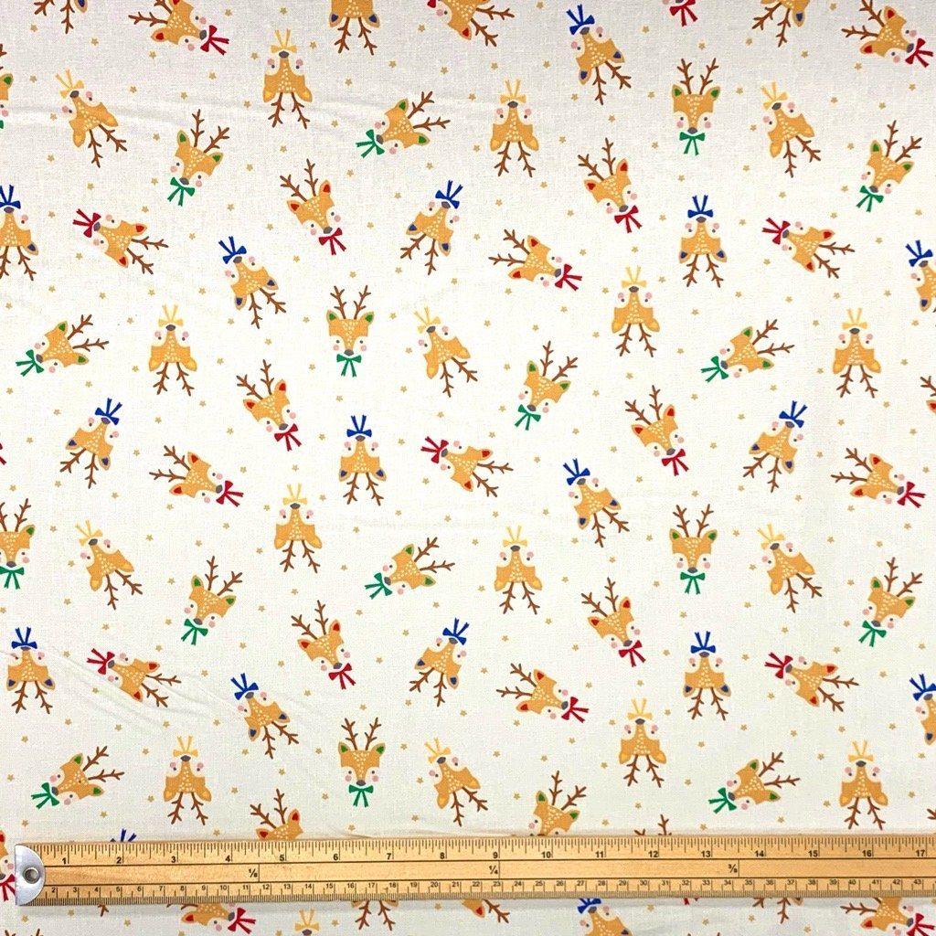 Reindeer Faces Cotton Fabric - Pound Fabrics