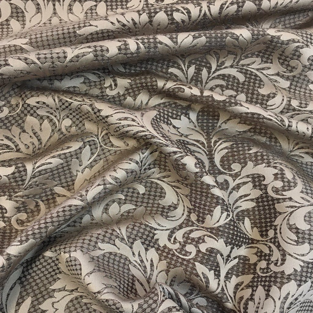 Brown and Cream Damask Upholstery Fabric (2113159462969)