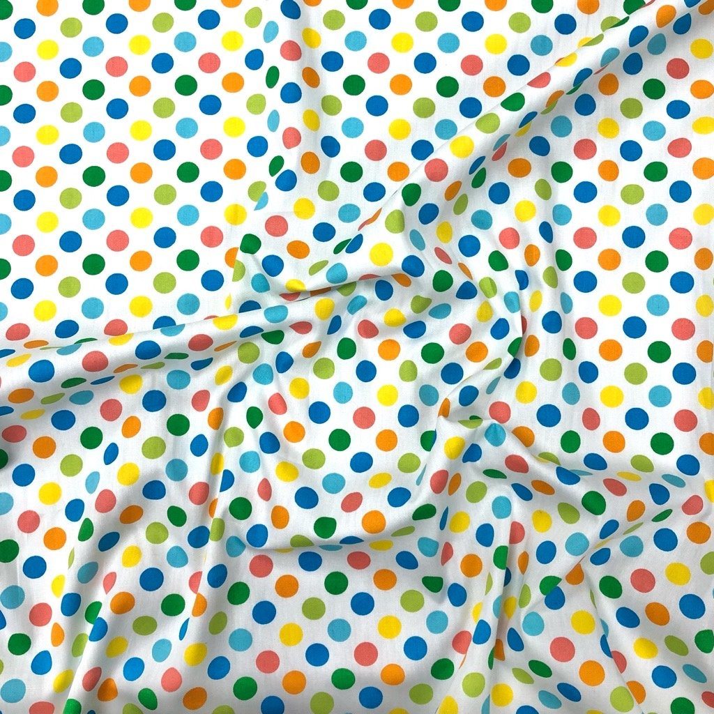 Rainbow Polka Dot Cotton Poplin Fabric – Pound Fabrics