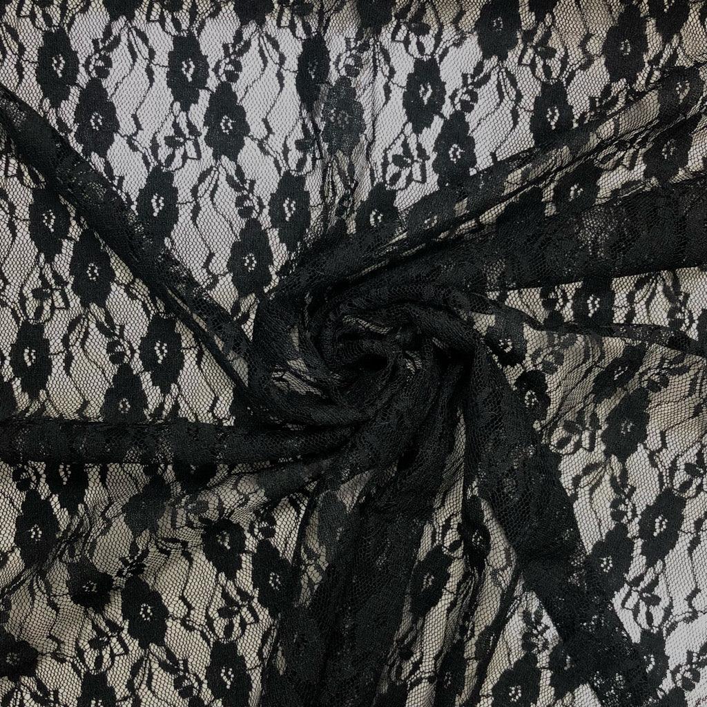 Black Floral Lace Fabric - Pound Fabrics