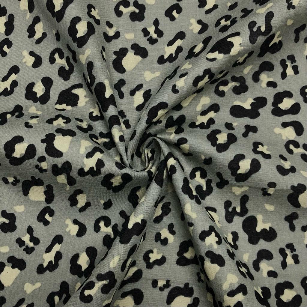 Panther on Taupe Flat Double Gauze Fabric- SECONDS - Pound Fabrics