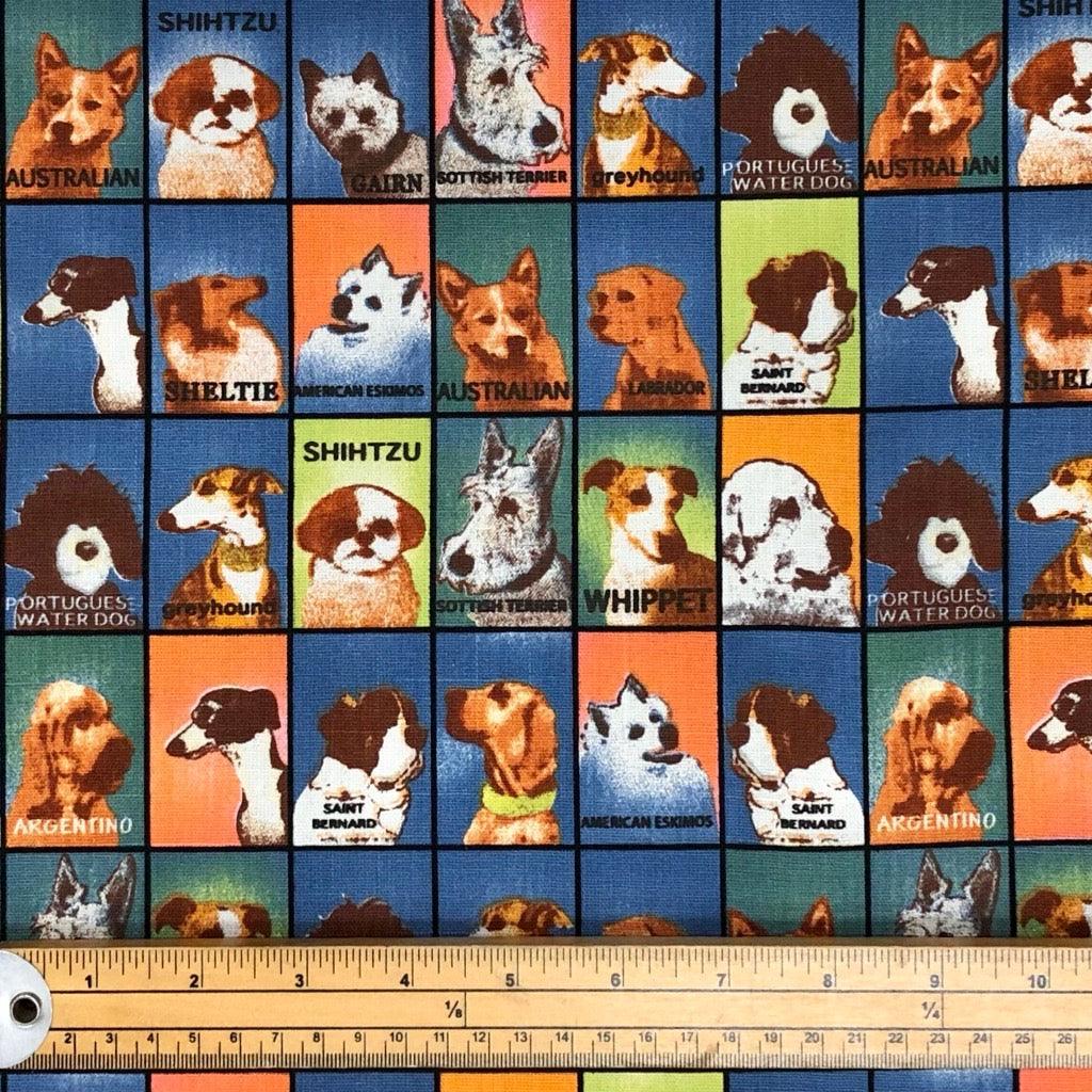 Dog Collage Cotton Canvas Fabric - Pound Fabrics