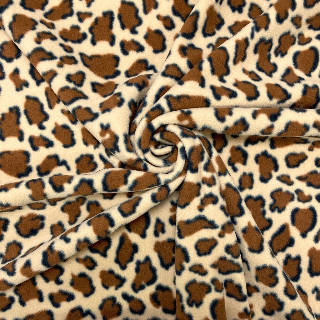 Brown Leopard Anti Pill Polar Fleece Fabric (6554554400791)
