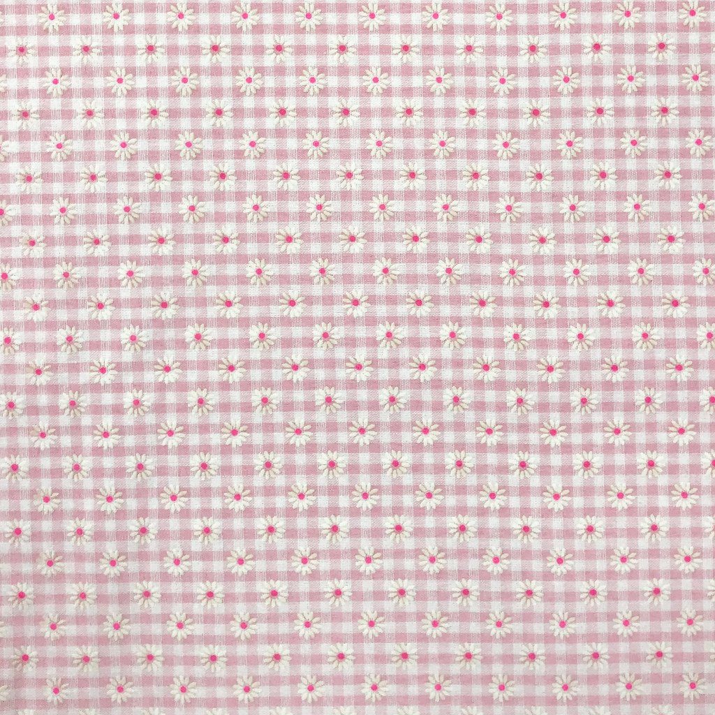 Daisy Checkered Polycotton Fabric (4513478377495)