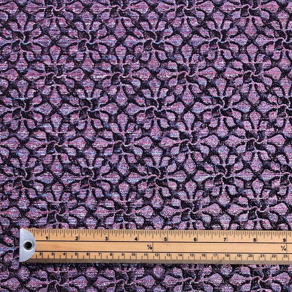 Symmetrical Floral on Pink Brocade Fabric - Pound Fabrics