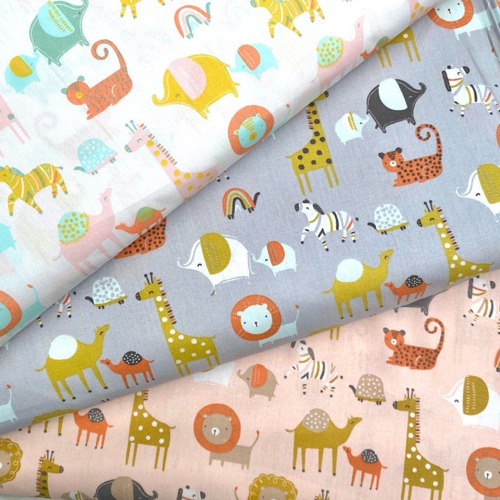 Safari Animals Organic Cotton Poplin Fabric (6565552717847)