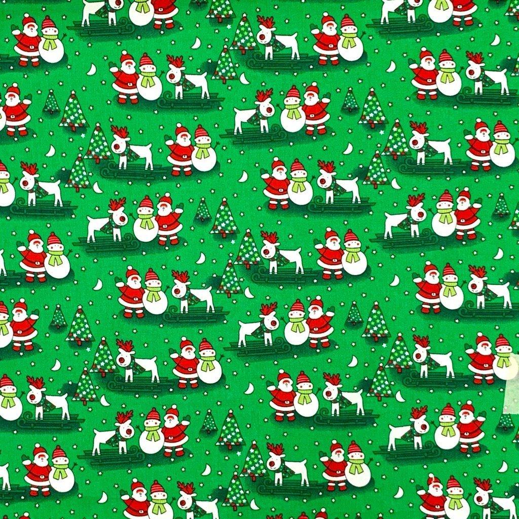 Reindeer Sledge and Santa Cotton Fabric - Pound Fabrics