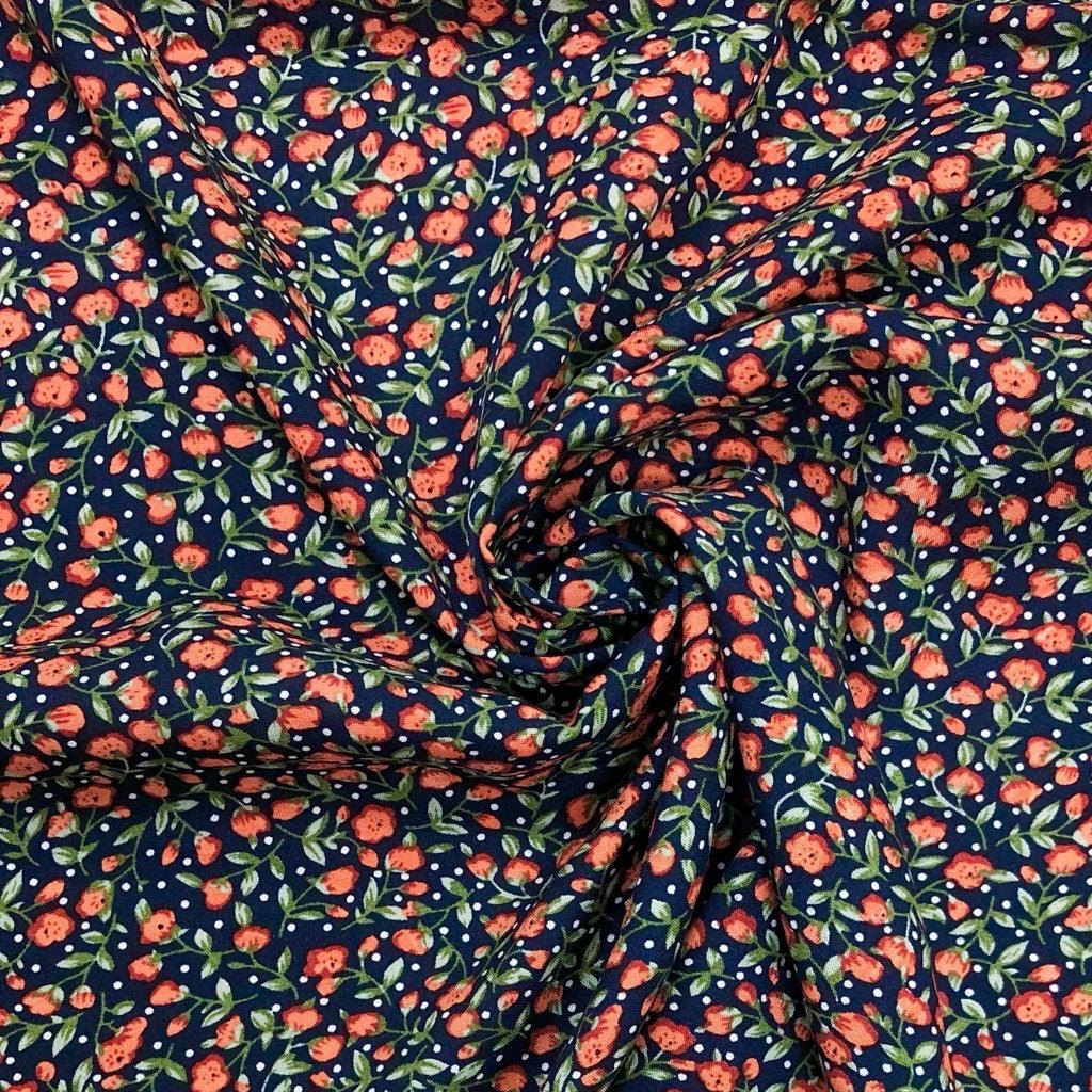 Tiny Floral Viscose Challis Fabric - Pound Fabrics