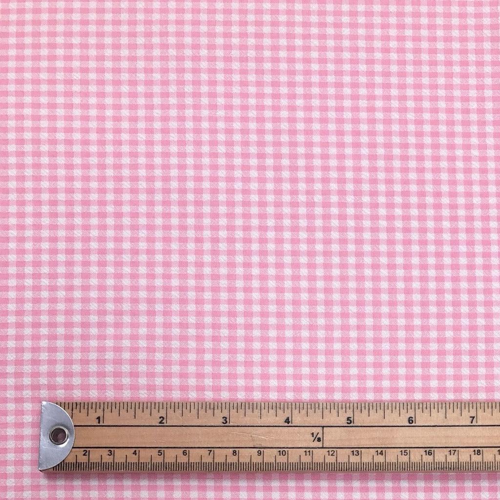 Pink and White Checkered Polyester Fabric #1 - 2 metres for £2 - Pound Fabrics