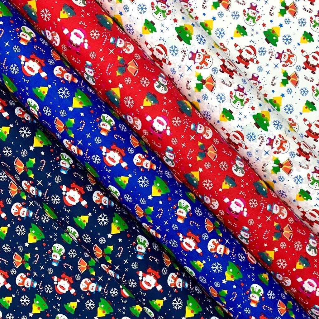 Mini Snowmen and Santa Cotton Fabric - Pound Fabrics
