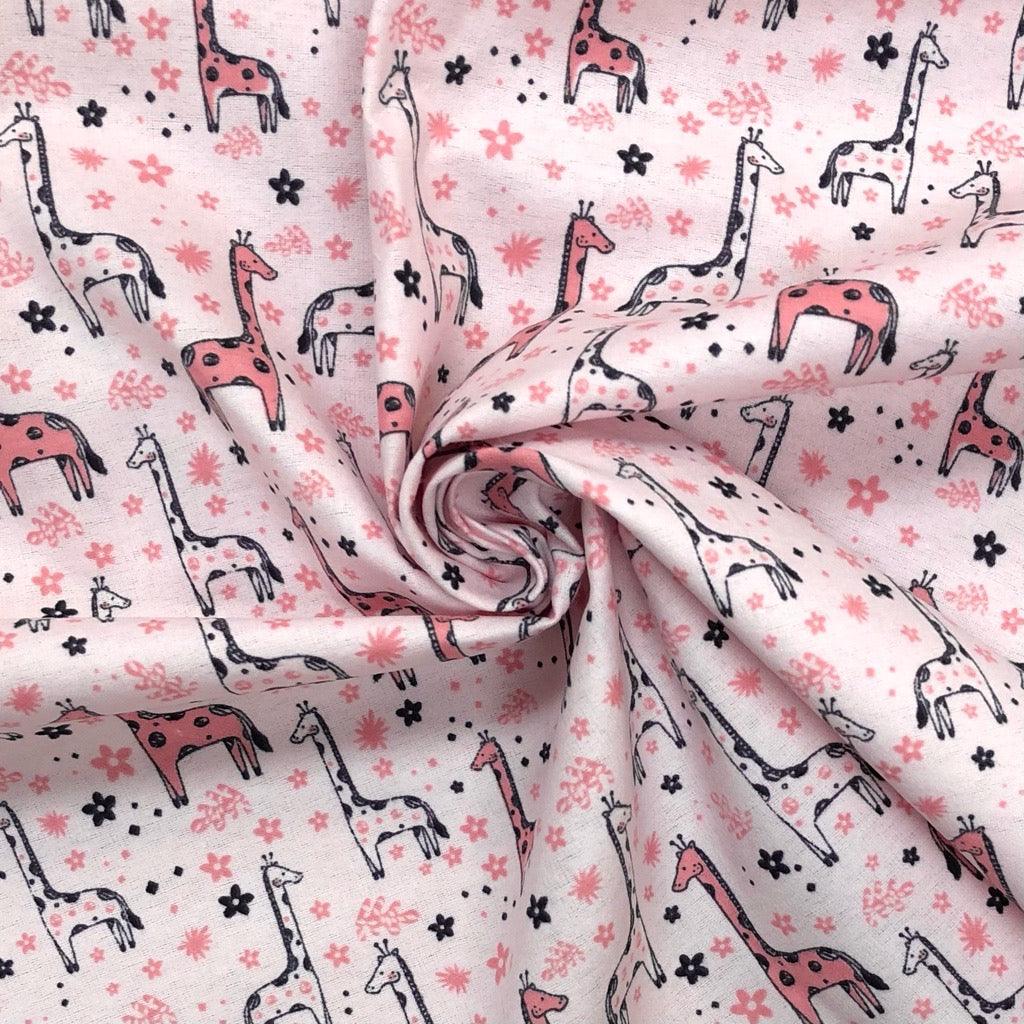 All Over Giraffes Brushed Cotton Fabric - Seconds - Pound Fabrics