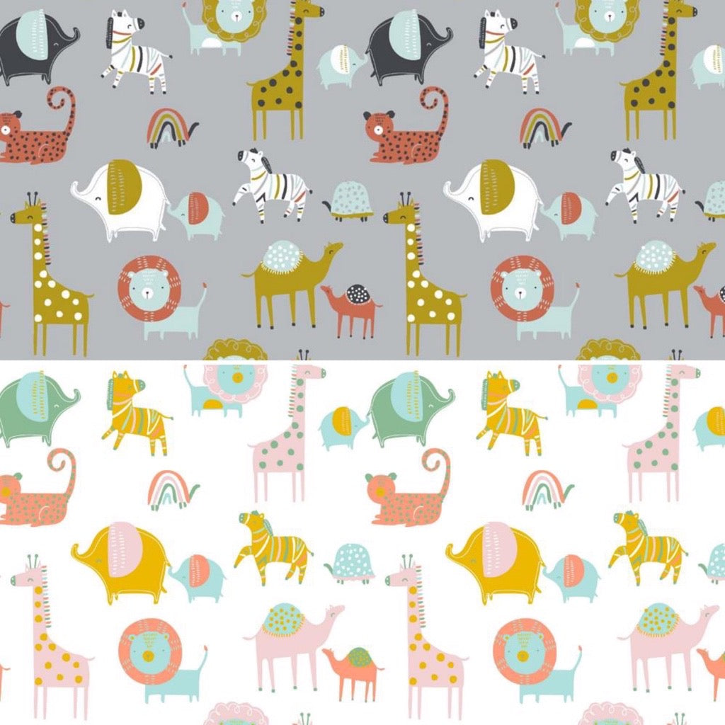 Safari Animals Organic Cotton Poplin Fabric - Pound Fabrics