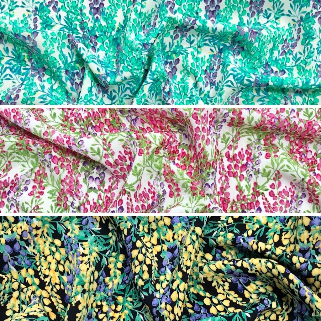 All Over Floral Branches Polyester Crepe Fabric - Pound Fabrics