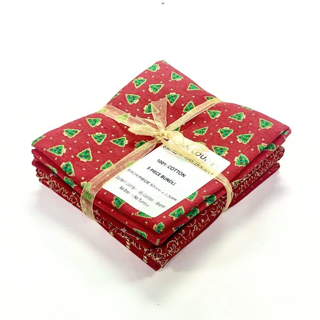 Star Red Fat Quarter Christmas Bundle - No.16 - Pound Fabrics