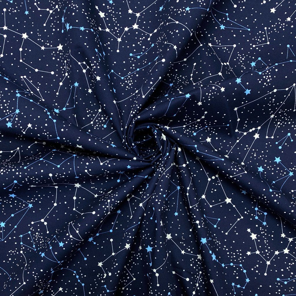 Stars Constellation Rose &amp; Hubble Cotton Poplin Fabric (6553739984919)
