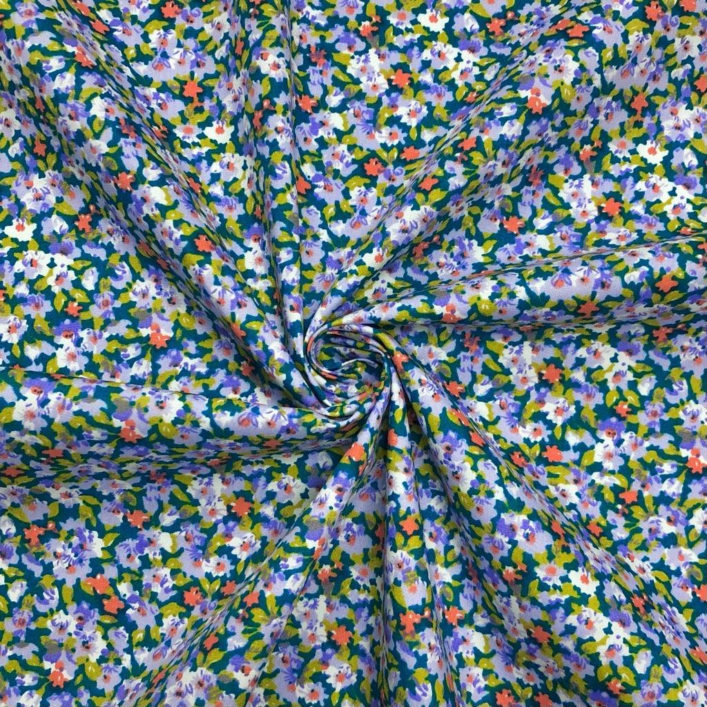 Graceful Floral Cotton Poplin Fabric - Pound Fabrics