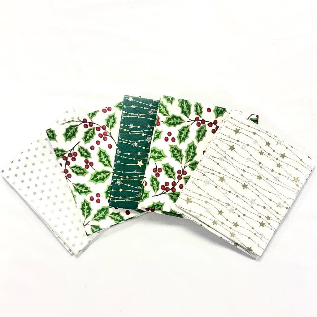 Green/White Fat Quarter Christmas Bundle - No.20 - Pound Fabrics