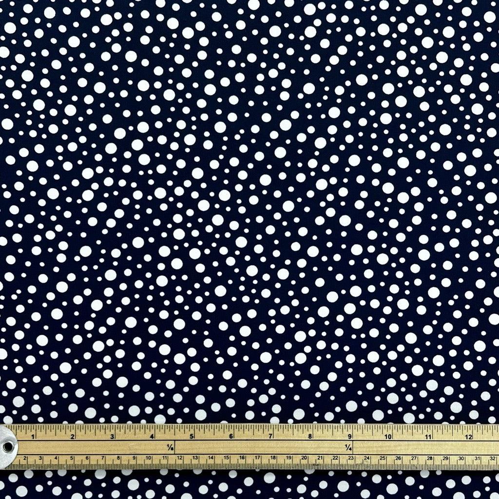 Navy and White Spotty Georgette Fabric - Pound Fabrics