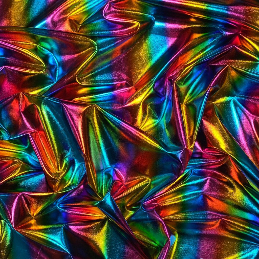 Rainbow Metallic Foil Stretch Fabric (6555544715287)
