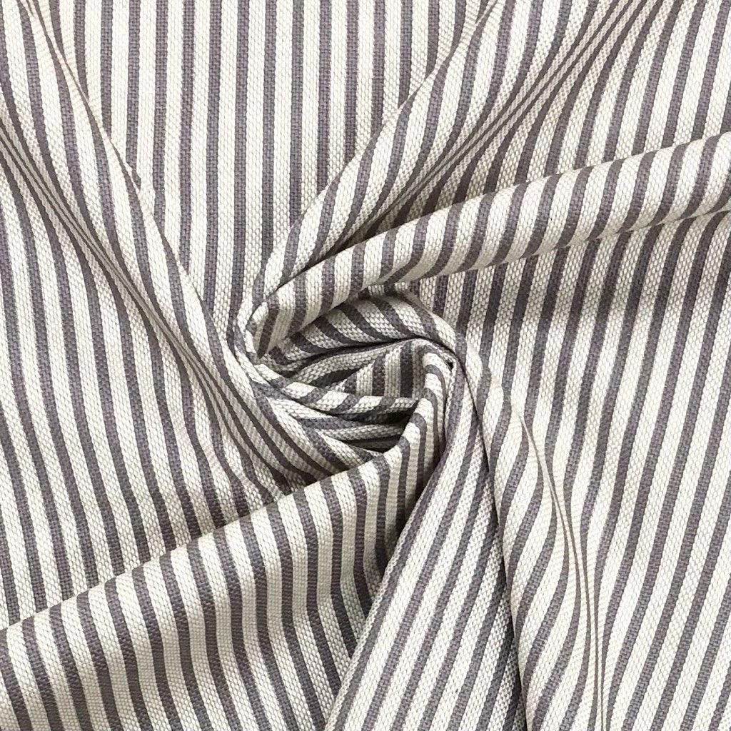 Grey Striped Cotton Canvas Fabric - Pound Fabrics