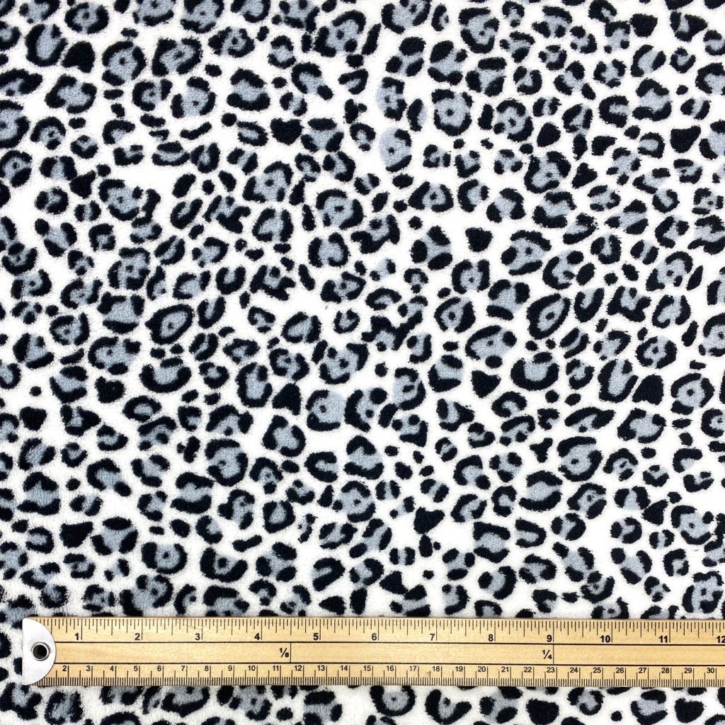 Snow Leopard Super Soft Fleece Fabric (6554959708183)