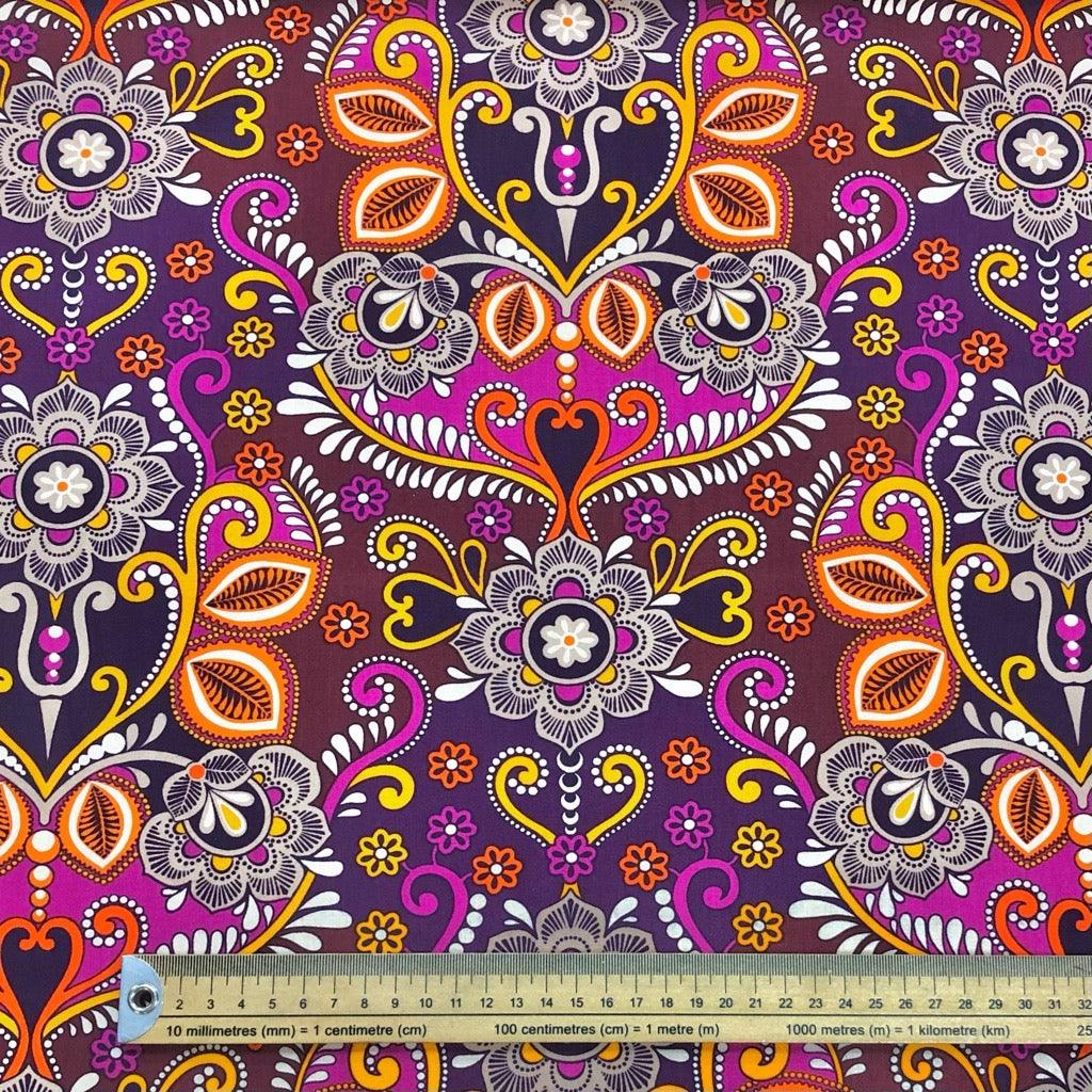 Multicoloured Symmetrical Patterns Cotton Poplin Fabric - 58" wide - Pound Fabrics