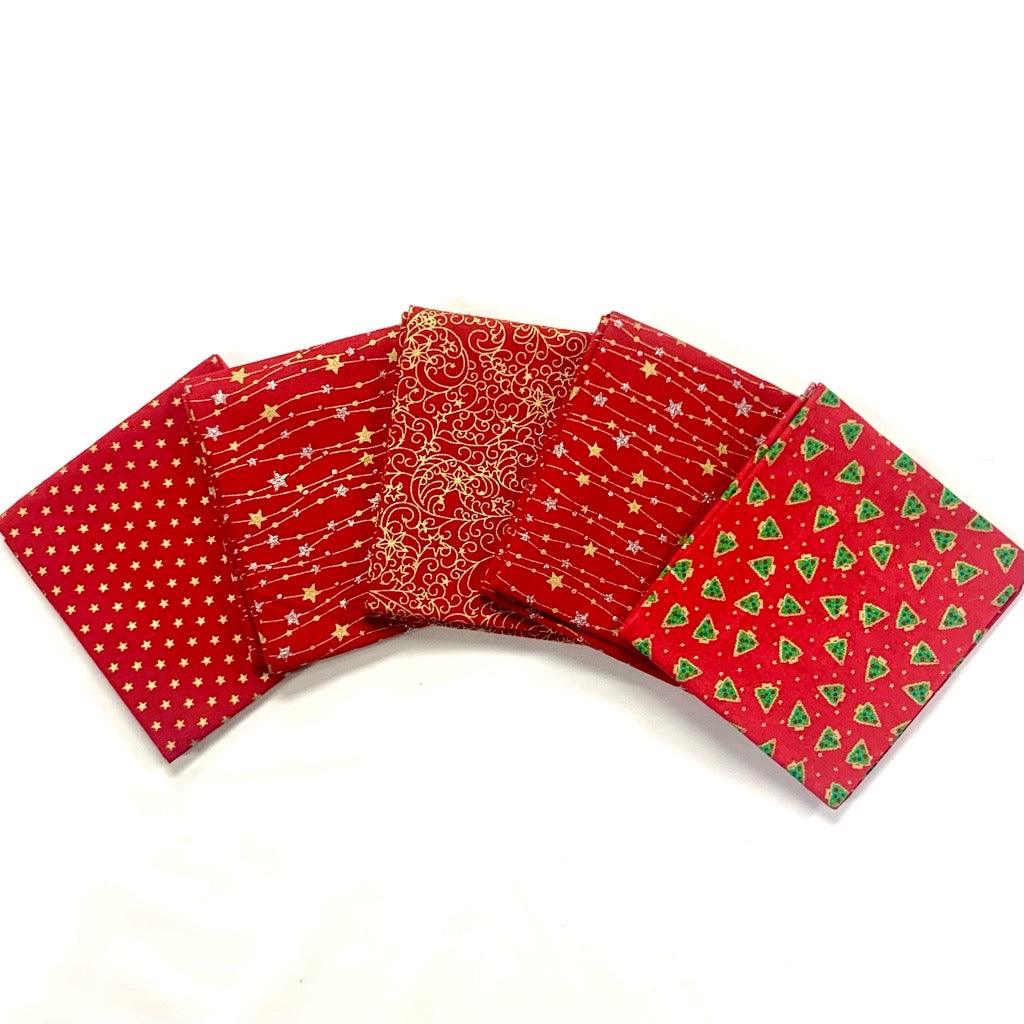 Star Red Fat Quarter Christmas Bundle - No.16 - Pound Fabrics