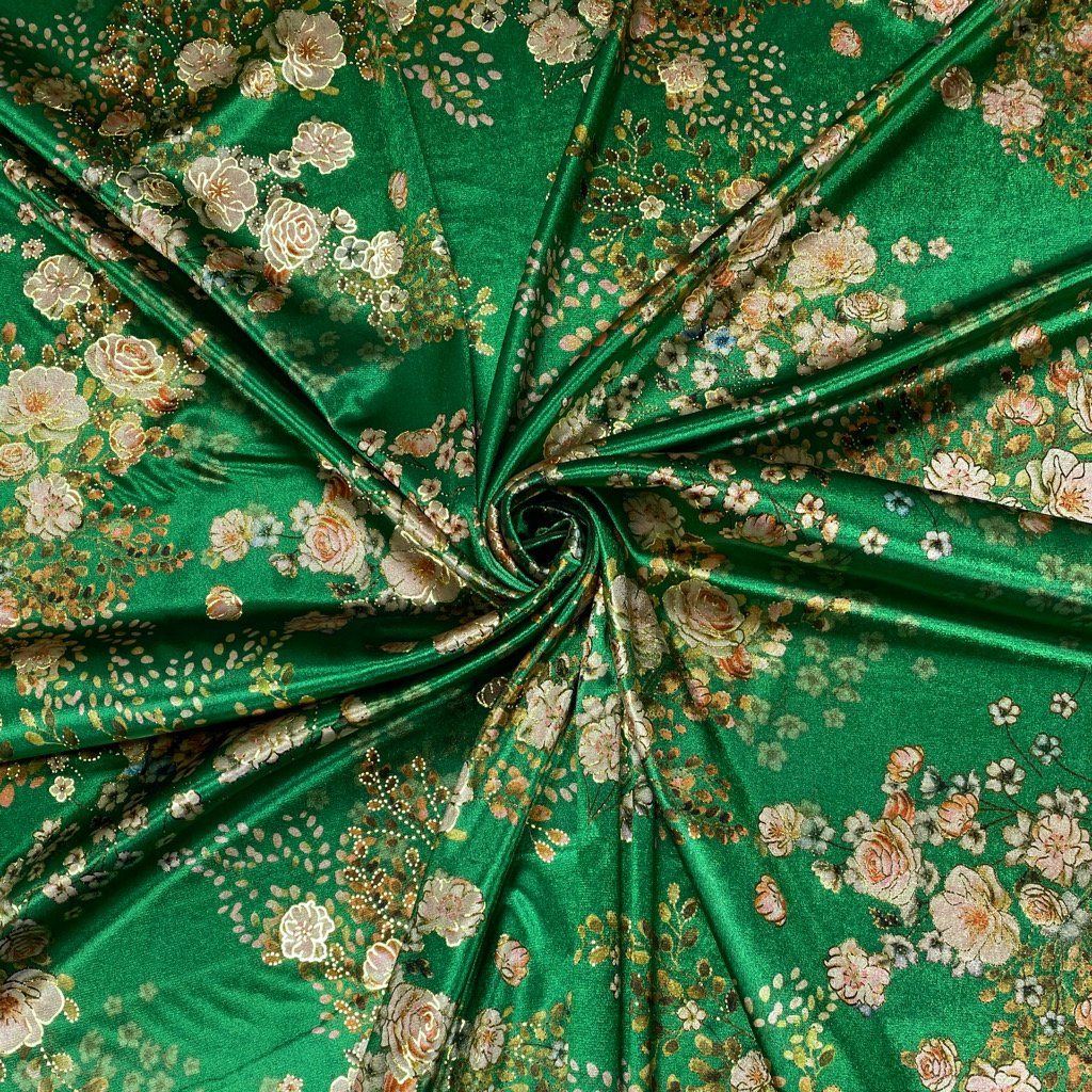Elegant Floral Bunches Foil Velvet Fabric