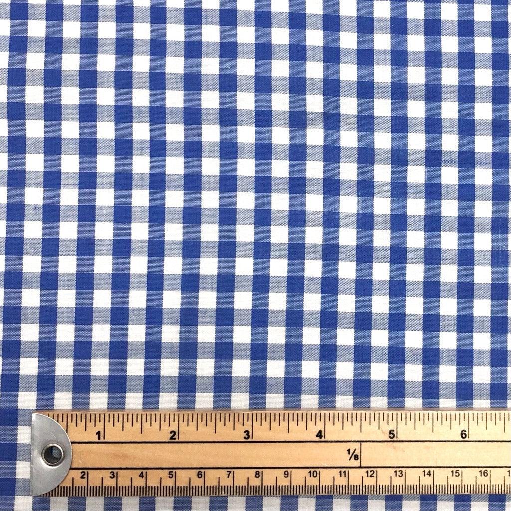 Blue and White Gingham Polycotton Fabric - Pound Fabrics