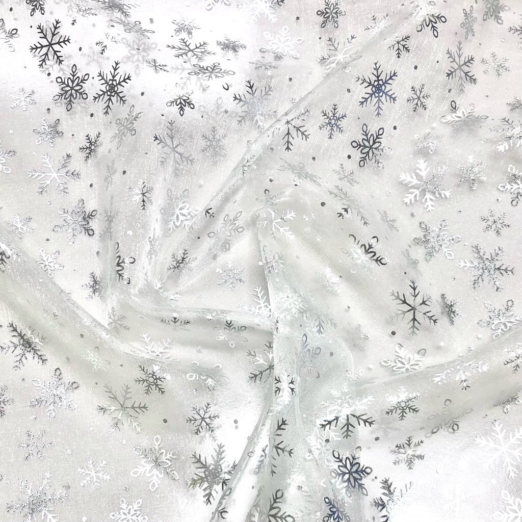 Snowflakes Organza Fabric - Pound Fabrics