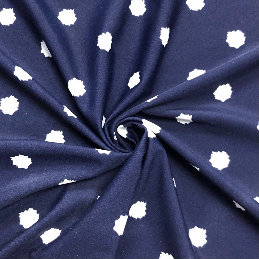 78cm Panel White Spots on Navy Lycra Spandex Fabric