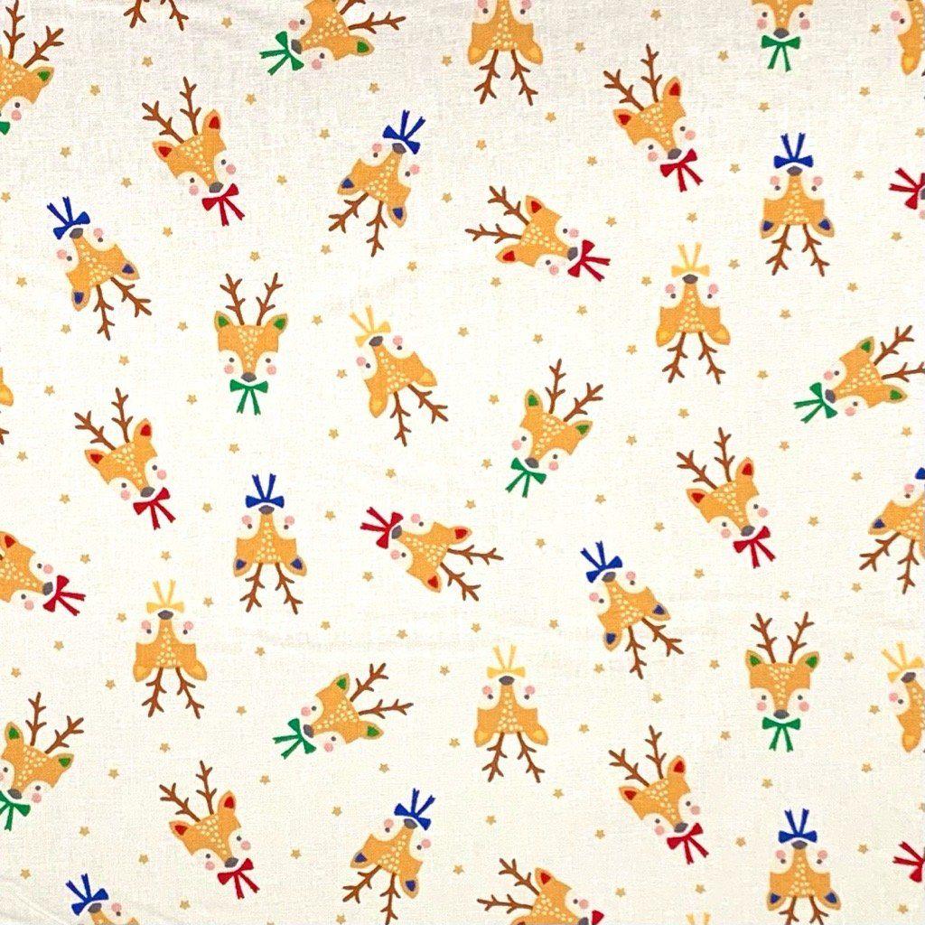 Reindeer Faces Cotton Fabric - Pound Fabrics