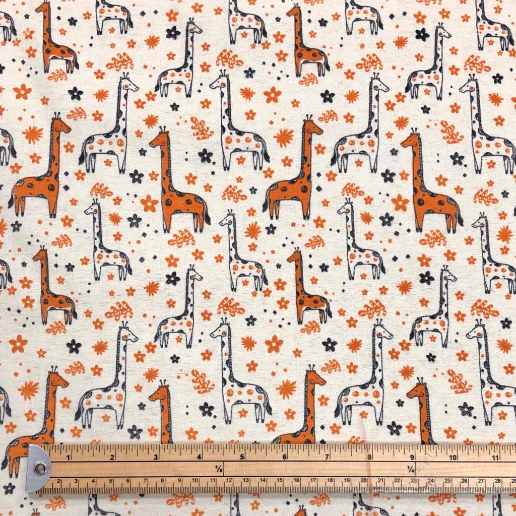 All Over Giraffes Brushed Cotton Fabric - Seconds - Pound Fabrics