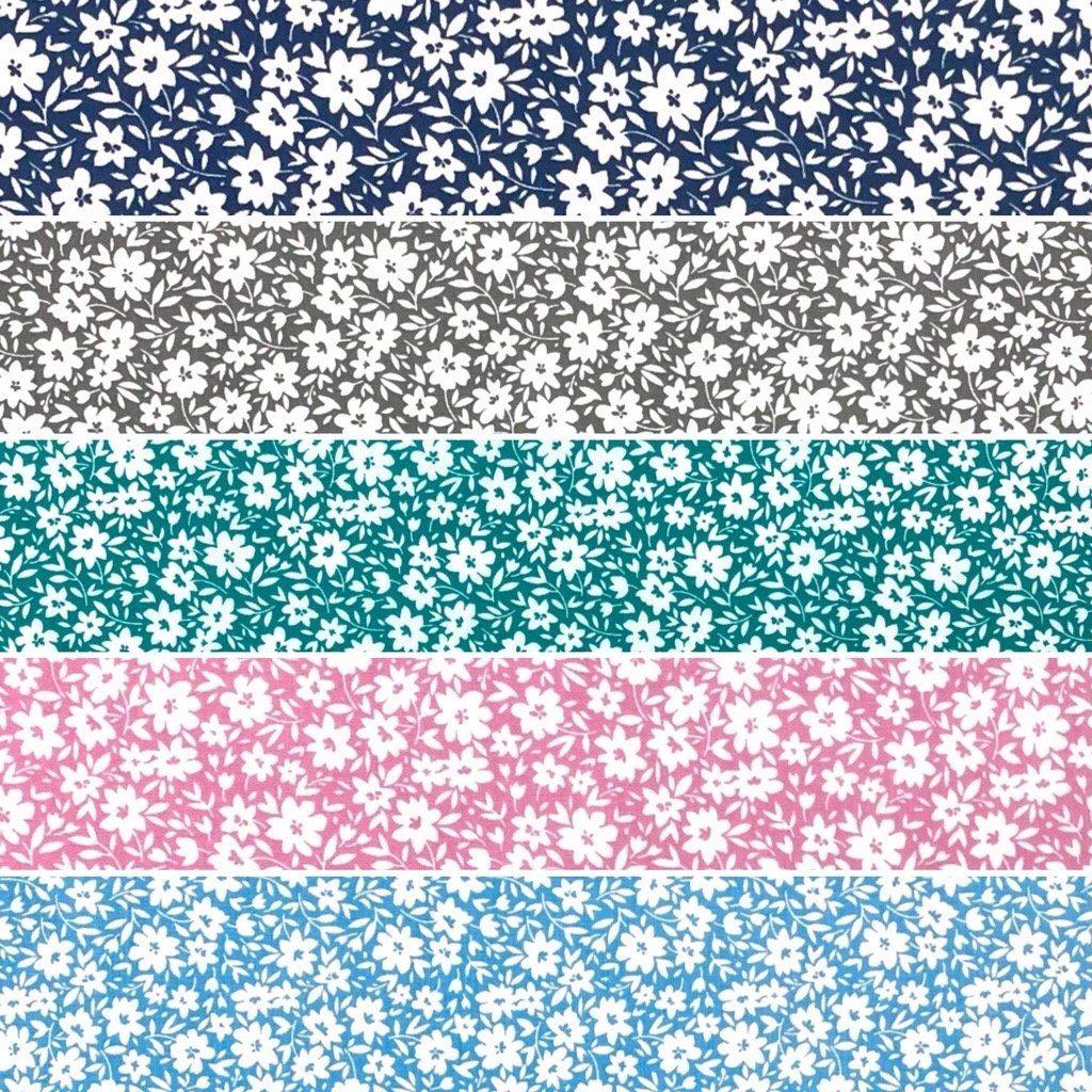 White Ditsy Floral Polycotton Fabric - Pound Fabrics