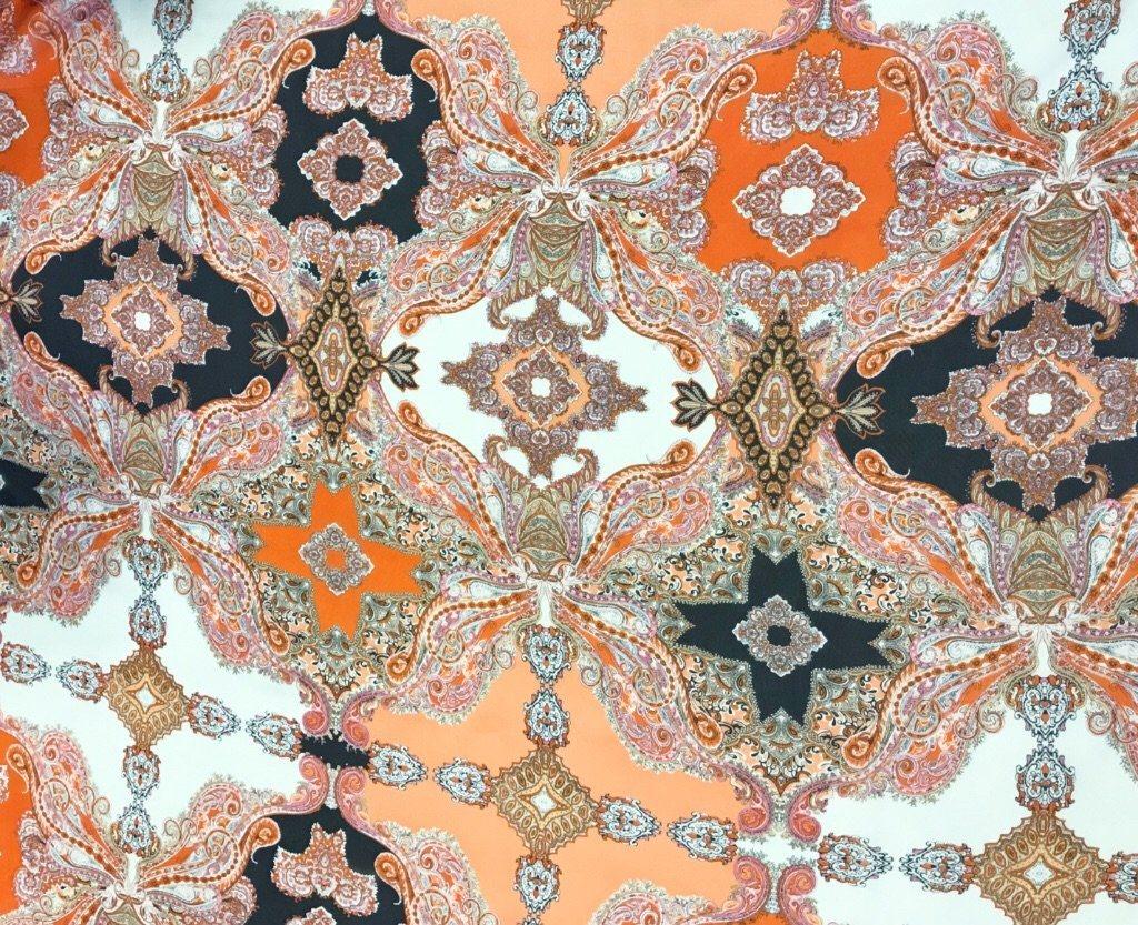 Orange Paisley Design Chiffon Fabric - Pound Fabrics