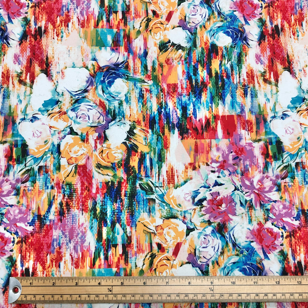 Floral Lined Effect Cotton-Touch Polyester Fabric - Pound Fabrics