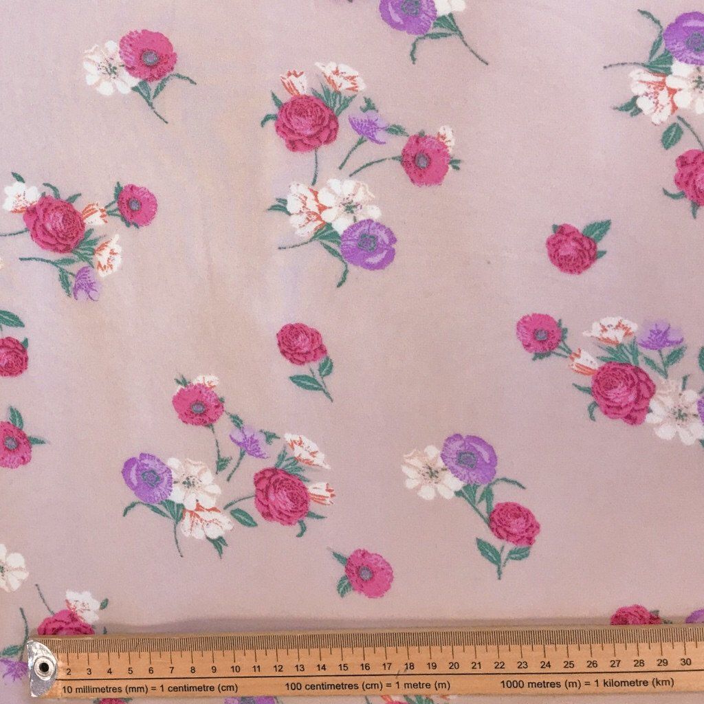 Pink Garden Flower Georgette Fabric (2190825062457)