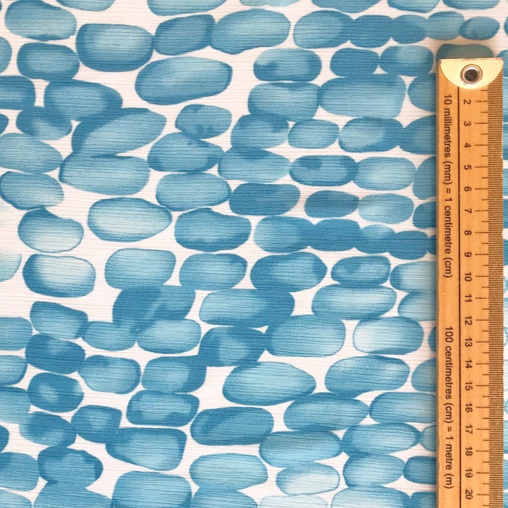 Blue Pebbles Crinkle Chiffon Fabric (2202974060601)