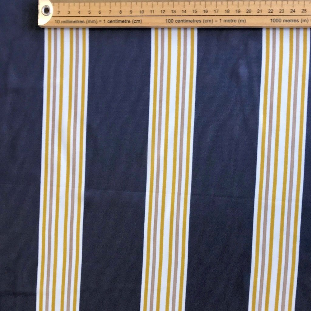 Navy and Mustard Stripes Chiffon Fabric (2202993098809)