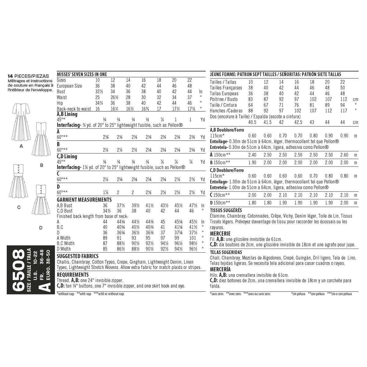 New Look Sewing Pattern 6508 - Pound Fabrics