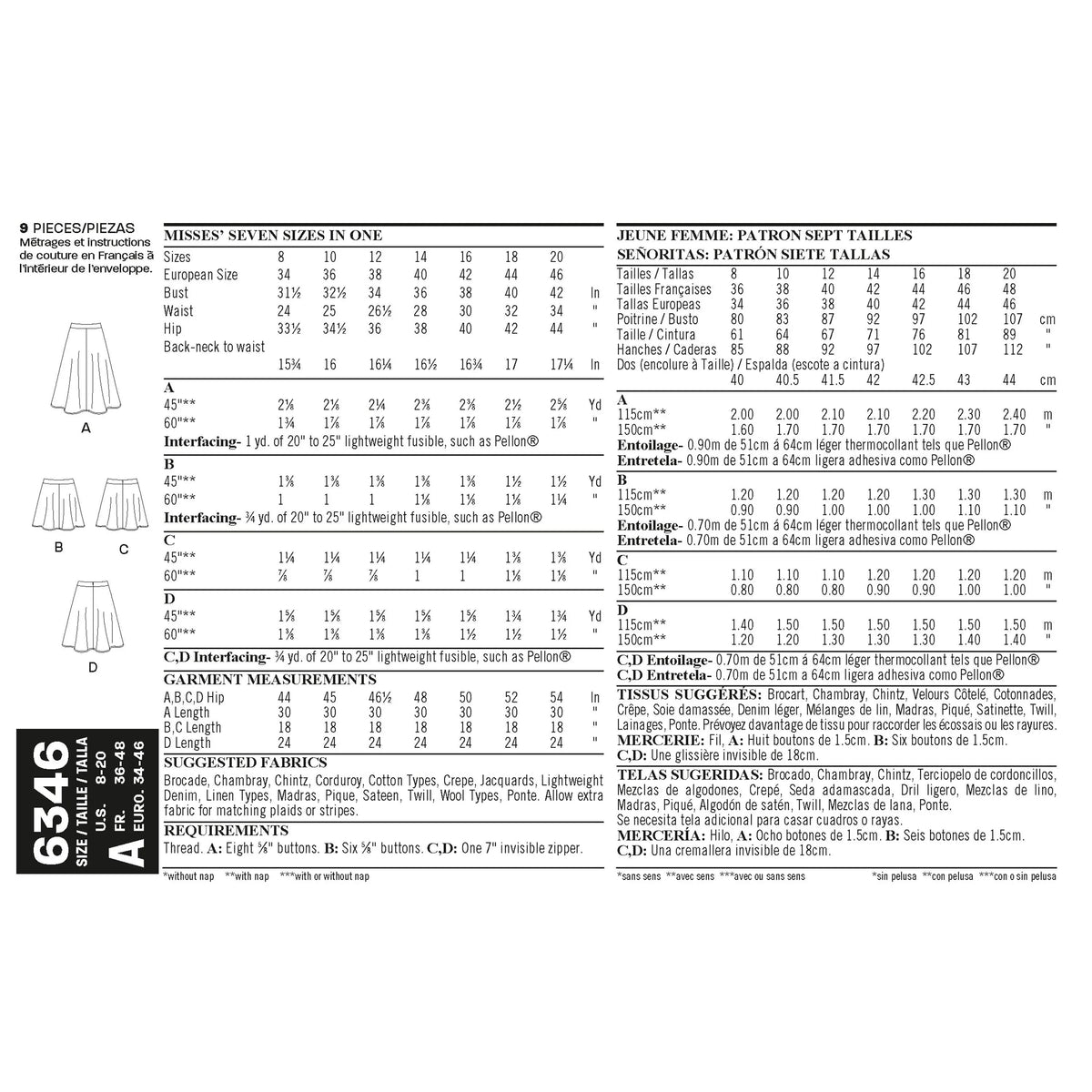 6346 New Look Sewing Pattern 6346 – Pound Fabrics
