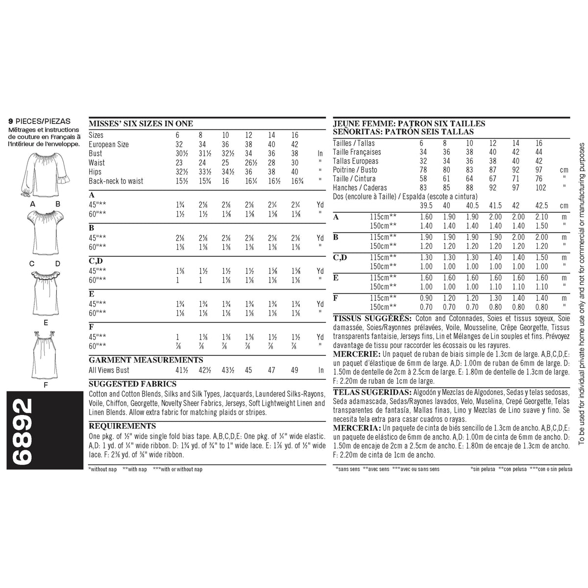 New Look Sewing Pattern 6892 - Pound Fabrics